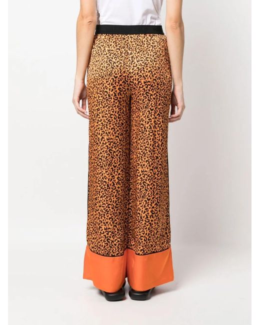 Karl Lagerfeld Orange Pantalon Ample Ki À Imprimé Léopard