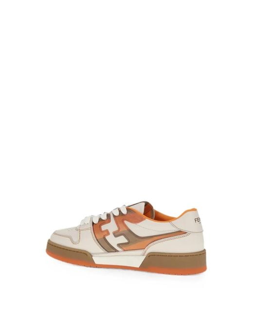 Fendi White Match Ff-Motif Sneakers for men