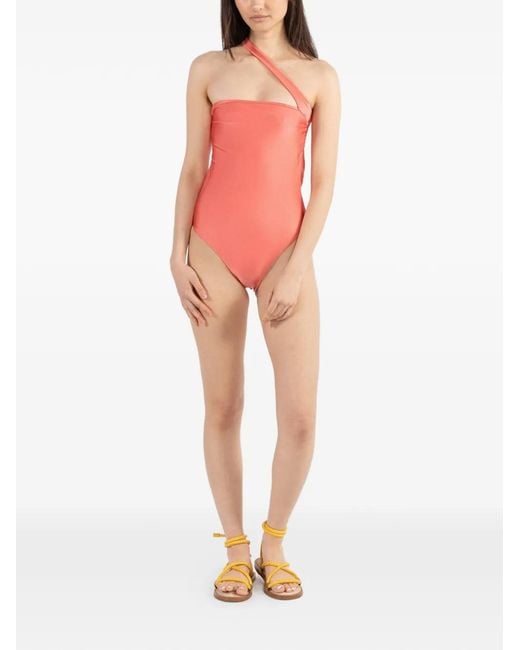 JADE Swim Red Halo One-Shoulder Swimsuit