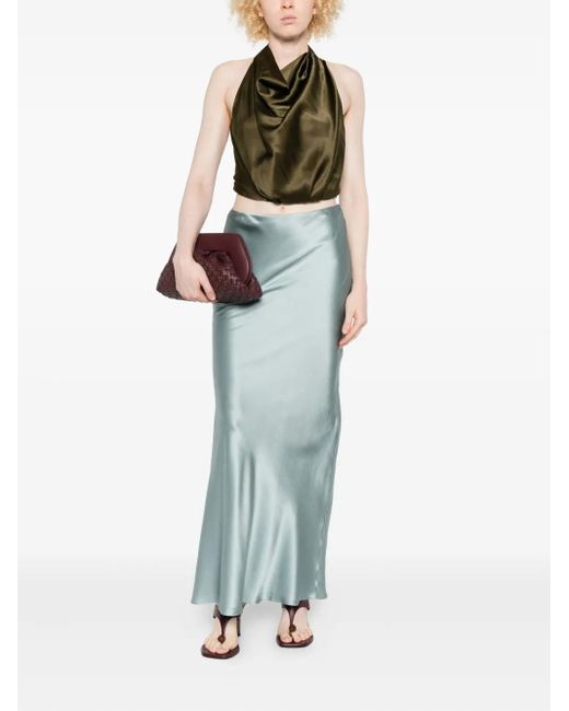 Cult Gaia Green Adienne Draped Halterneck Top