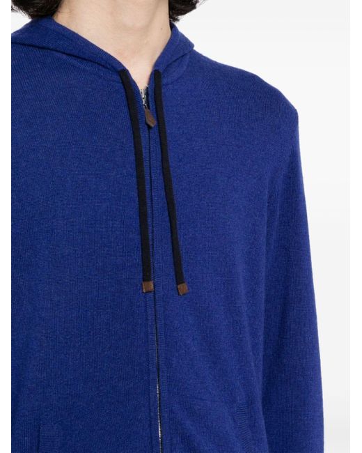 N.Peal Cashmere Blue Ladbroke Zip-up Hoodie for men
