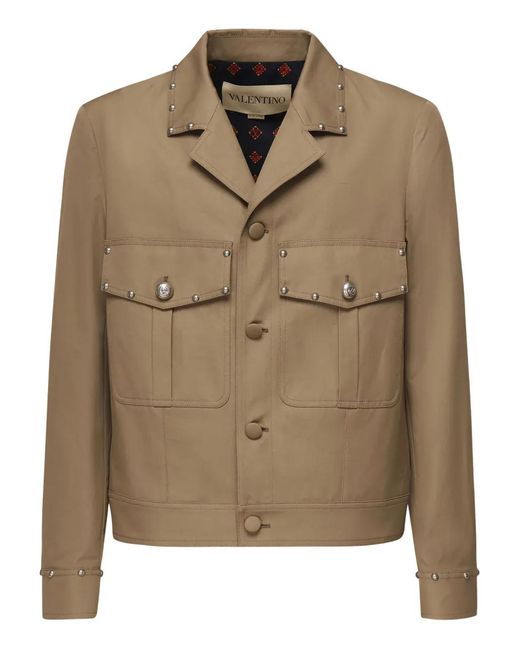 Valentino Garavani Brown Studded Cotton Jacket for men