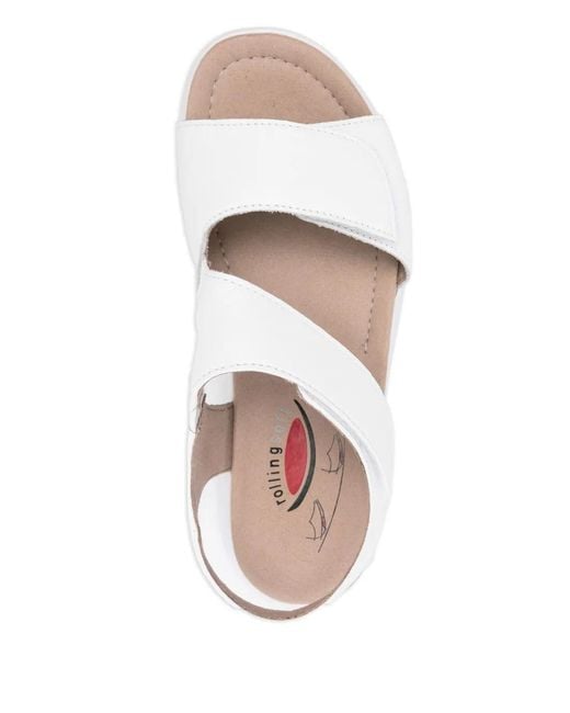 Gabor White Double-Strap Leather Sandals