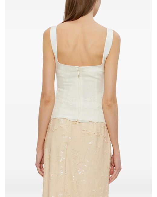 Posse White Floral-Desig Top
