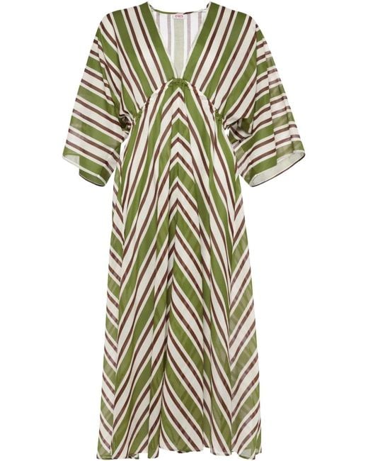 Eres Green Summer Striped Dress
