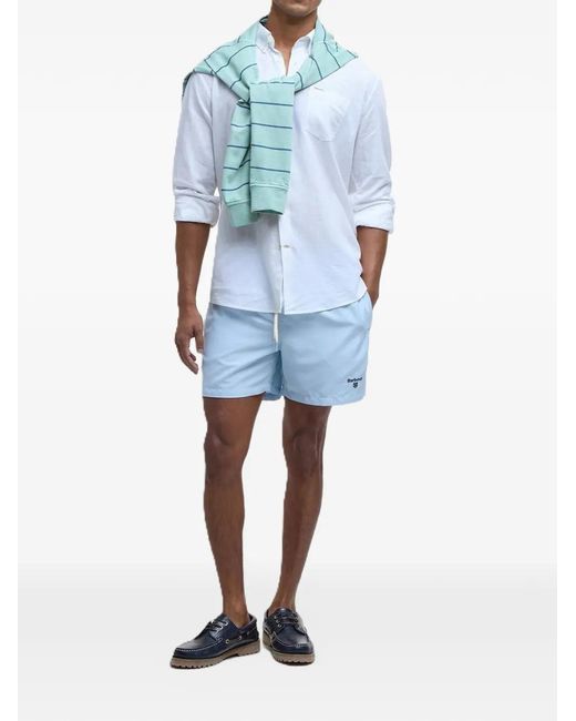Barbour Blue Drawstring Swim Shorts for men