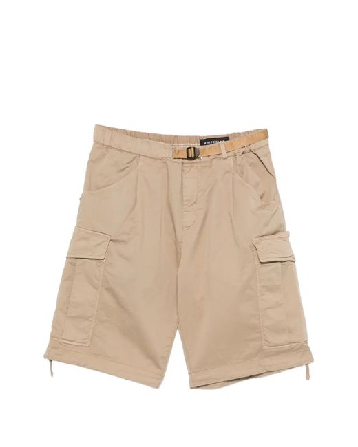 White Sand Natural Belted Pocket Shorts for men