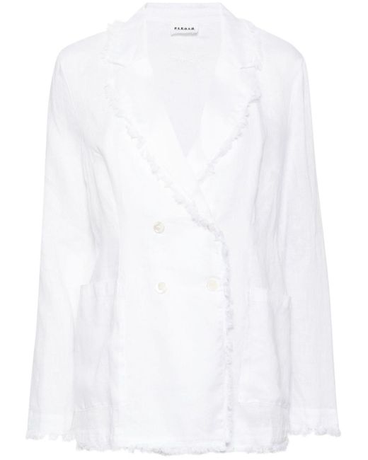 P.A.R.O.S.H. Double-breasted Linen Blazer White