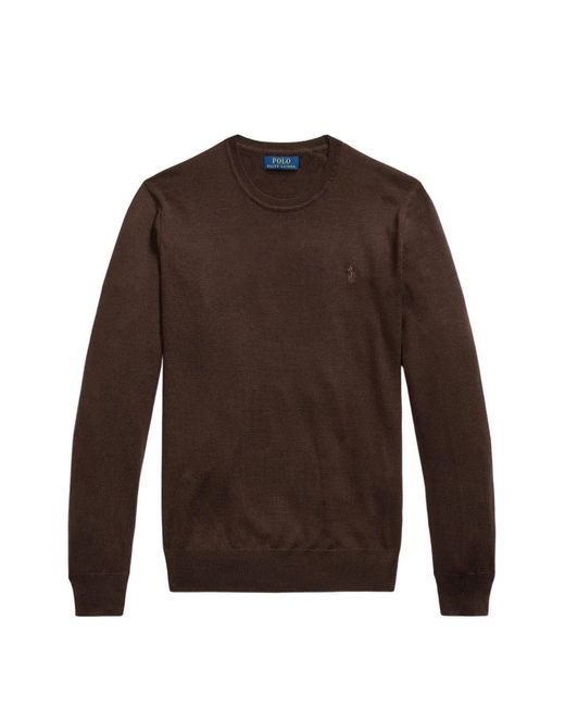 Polo Ralph Lauren Brown Embroidered-Logo Wool Sweater for men
