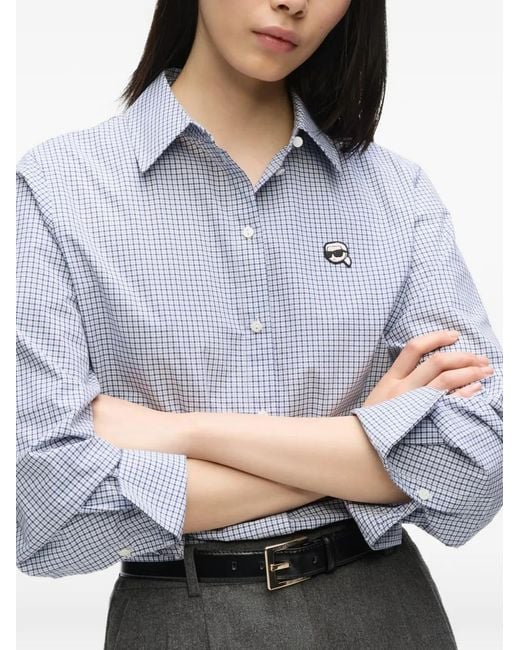 Karl Lagerfeld Gray Ikon Checked Shirt