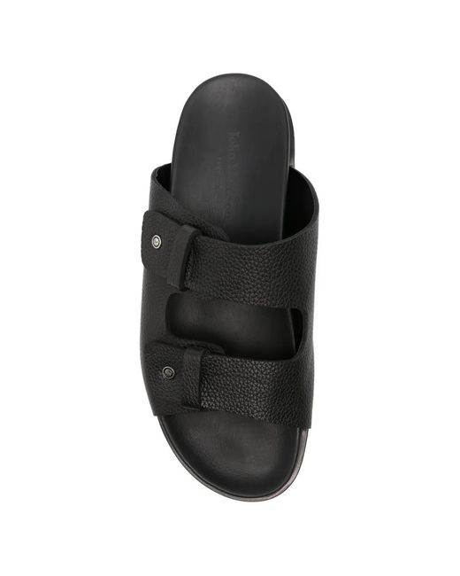 JOHN HARRISON Black Double-Strap Leather Sandals for men