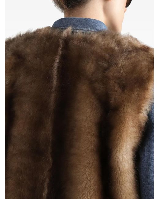 Dolce & Gabbana Brown Fur-Trimmed Gilet