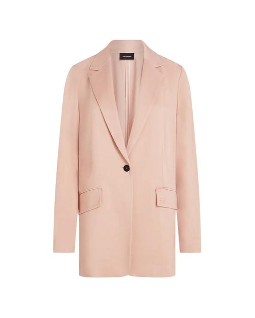 Karl Lagerfeld Pink Satin-Blend Blazer