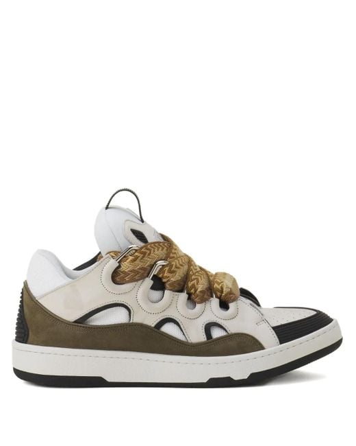 Lanvin Curb Sneakers Met Gevlochten Kant in het White