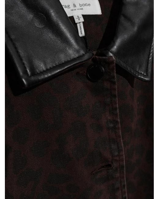 Rag & Bone Black Jacke Mit Leoparden-Print