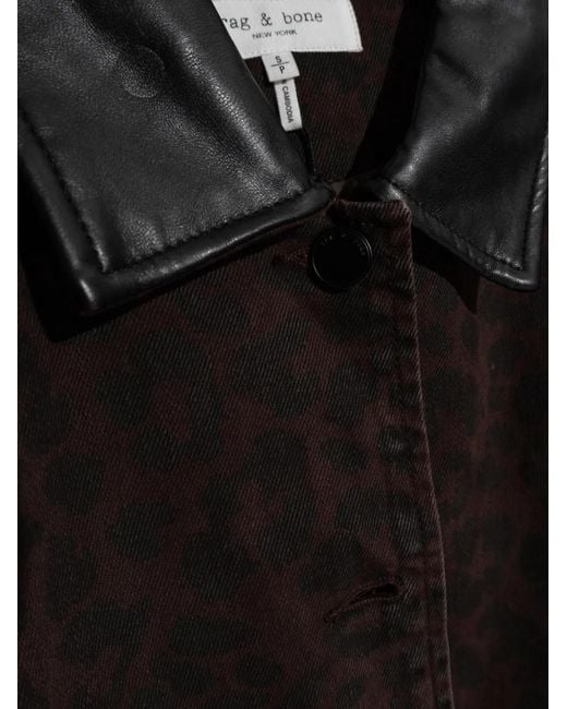 Rag & Bone Black Leopard-Print Collar Jacket