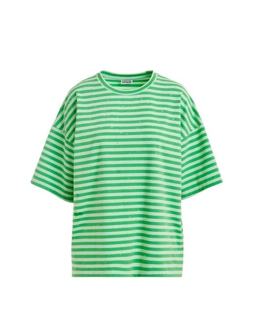 Essentiel Antwerp Green Joste Round-Neck Striped T-Shirt