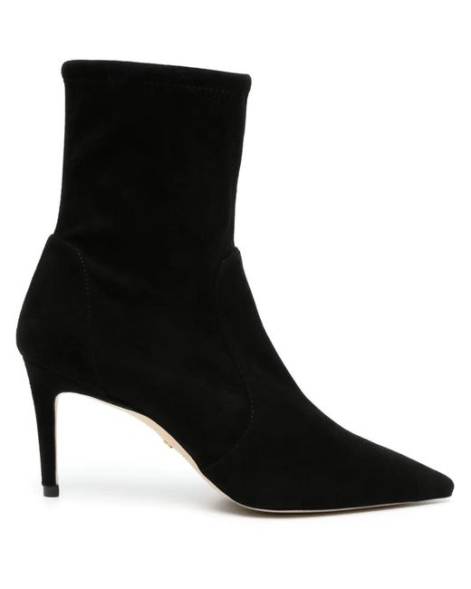 Stuart Weitzman Black 80Mm Suede Ankle Boots