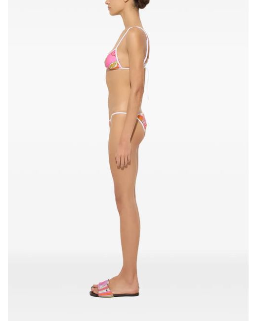 Emilio Pucci Pink Orchidee-Print Triangle Bikini Top