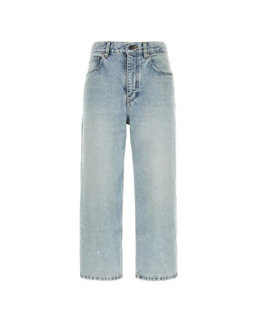 Balenciaga Blue Jackie Capri Distressed Faded-Effect Jeans