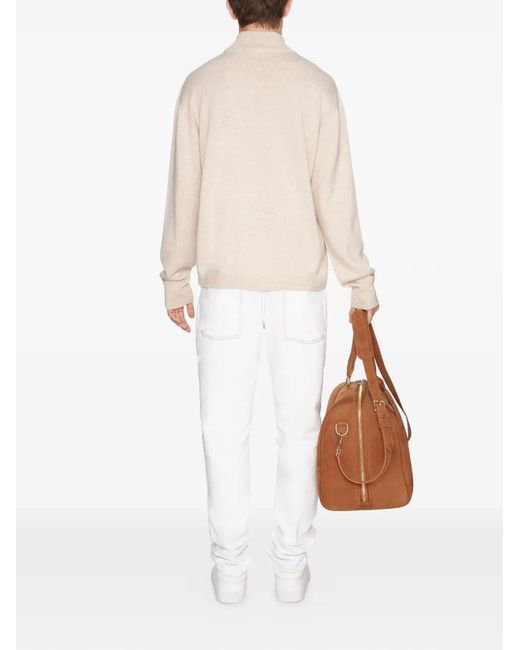 PLACE OF ELMS White Sweat Brodé À Col Roulé for men