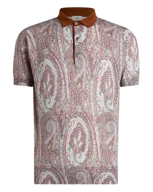 Etro Brown Polo À Motif Cachemire for men