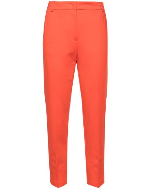 Pinko Red Mid-rise Cropped Trousers