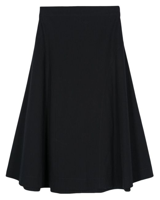 Studio Nicholson Black Cotton Flared Midi Skirt