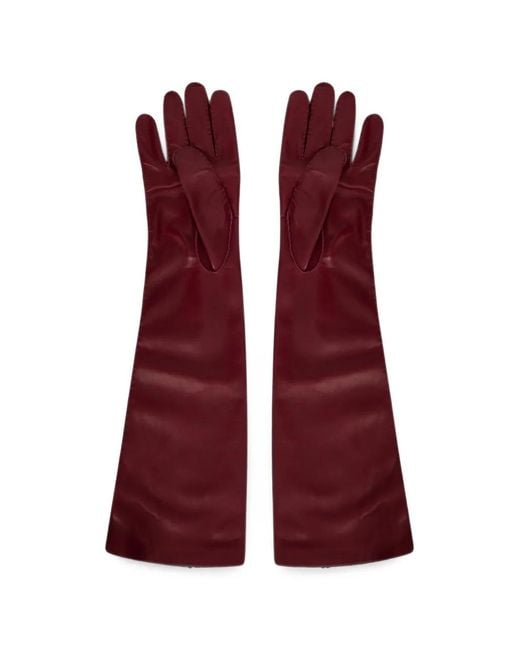 Alberta Ferretti Purple Long Leather Gloves