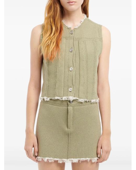 Barrie Green Frayed Denim Vest