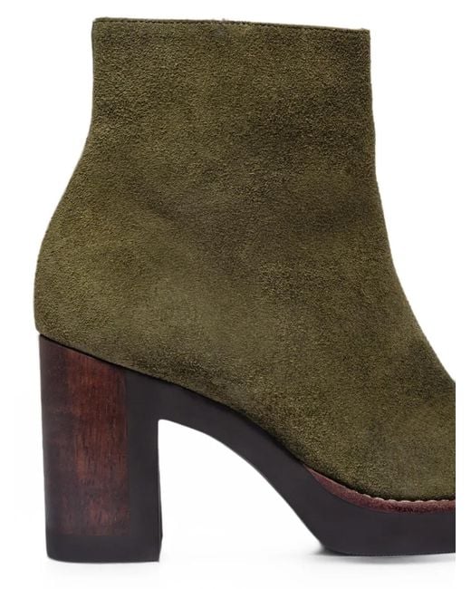 Bernardo Green Nara Suede Platform Ankle Boots