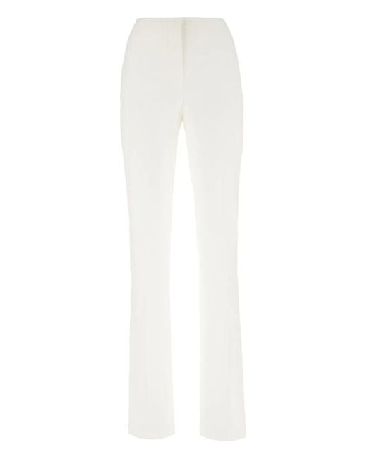 Sportmax White Slim-Cut Cotton Trousers