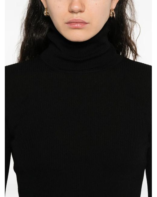 P.A.R.O.S.H. Black Ribbed Turtleneck Top