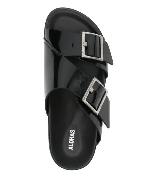 Alohas Black Alba Buckle Strap Sandals