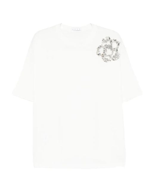 Area White T-Shirt mit Kristallen