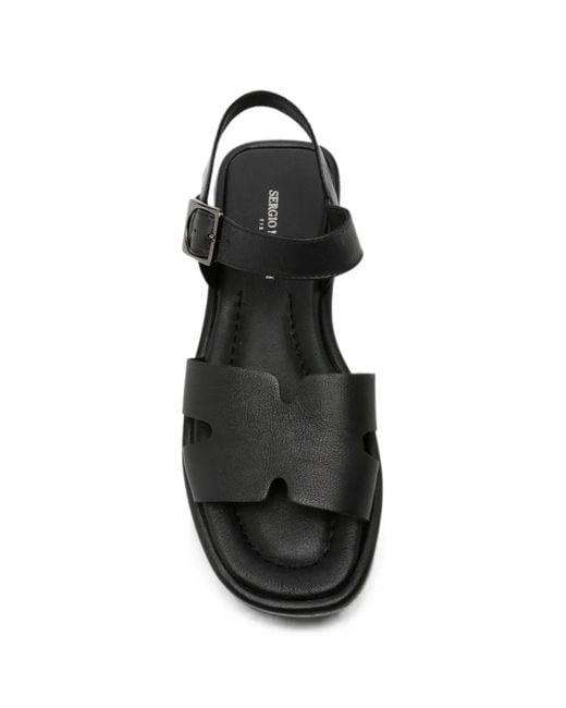 SERGIO MORETTI FIRENZE Black Buckle-Fastening Leather Sandals