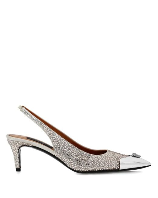 Philipp Plein White 55M Mix Strass Pumps