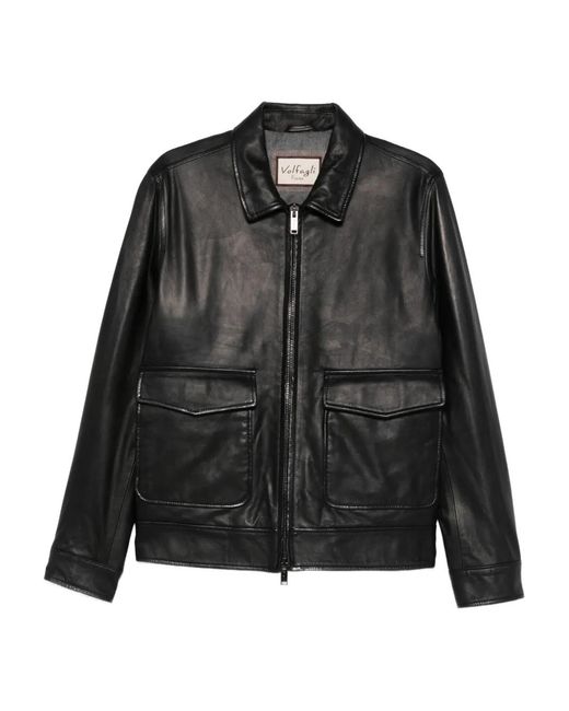 Volfagli Black Tuscany Leather Jacket for men