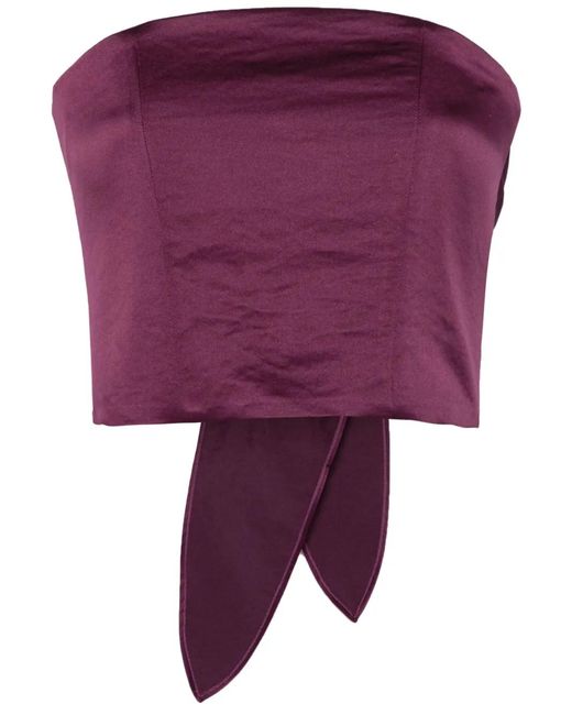 Forte_forte Purple Tie-Fastening Satin Cropped Top