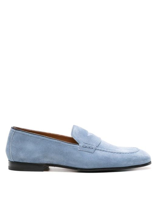 Doucal's Blue Penny-slot Suede Loafers for men