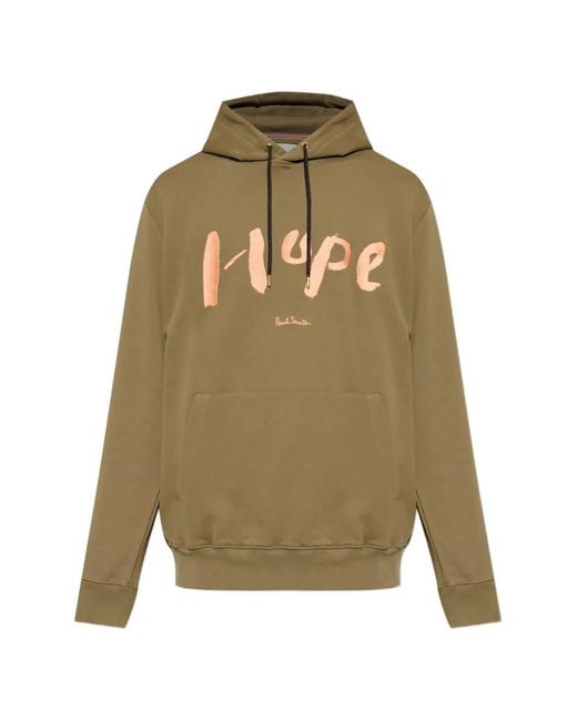 Paul Smith Green Hope-Print Drawstring Hoodie for men