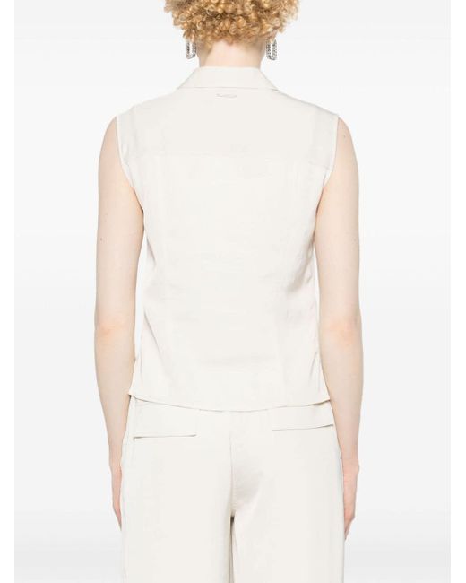Calvin Klein ポインテッドカラー ノースリーブシャツ White
