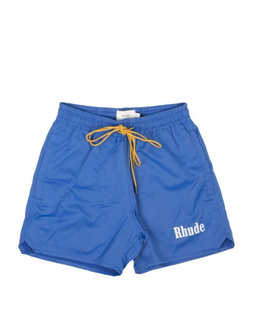 Rhude Blue Logo-print Swim Shorts for men