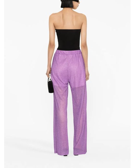 Amen Purple Metallic Wide-Leg Trousers