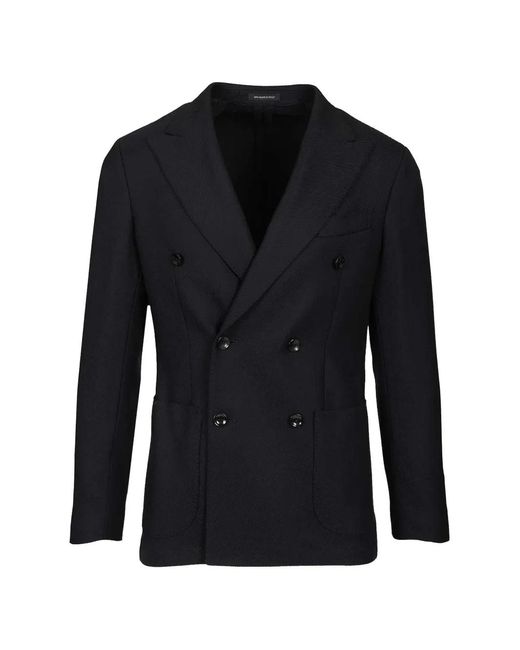 Al Duca D'aosta Blue Double-Breasted Peak-Lapel Blazer for men