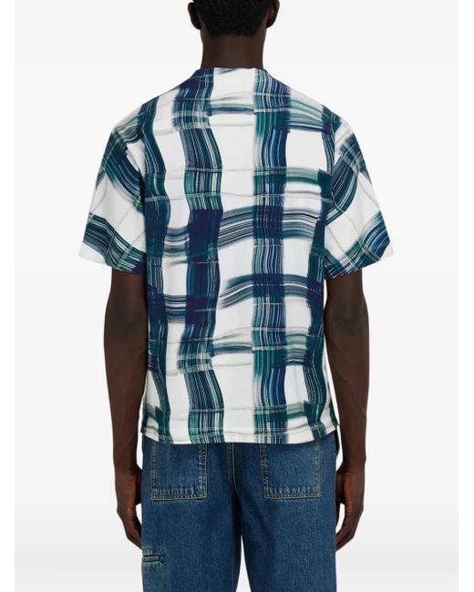 Ferragamo Blue Tartan-Check T-Shirt for men