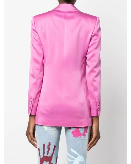 Philipp Plein Pink Double-Breasted Satin Blazer