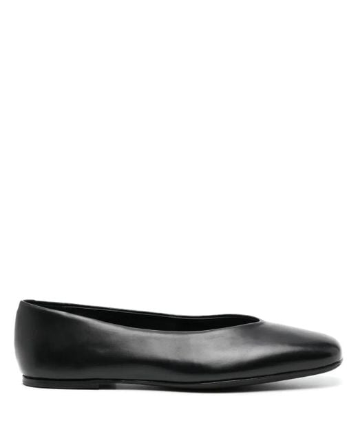 Paul Smith Black Square-Toe Leather Ballet Flats