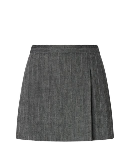 Pinko Gray Pinstripe Pleated Mini Skirt