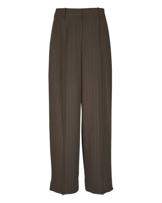 Totême Green Pinstripe-Pattern Trousers